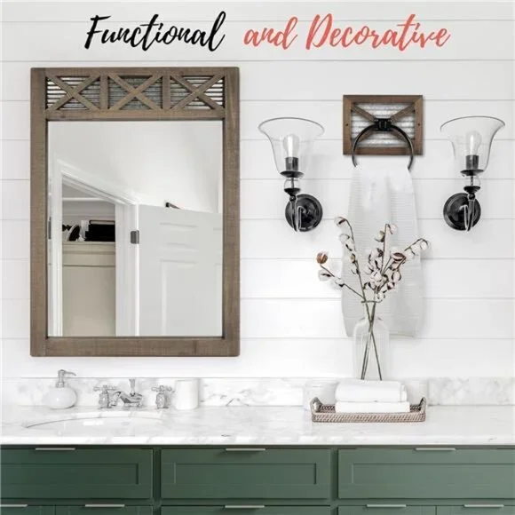 Rustic Farmhouse Towel Holder for Bathroom, Rustic Hand Towel